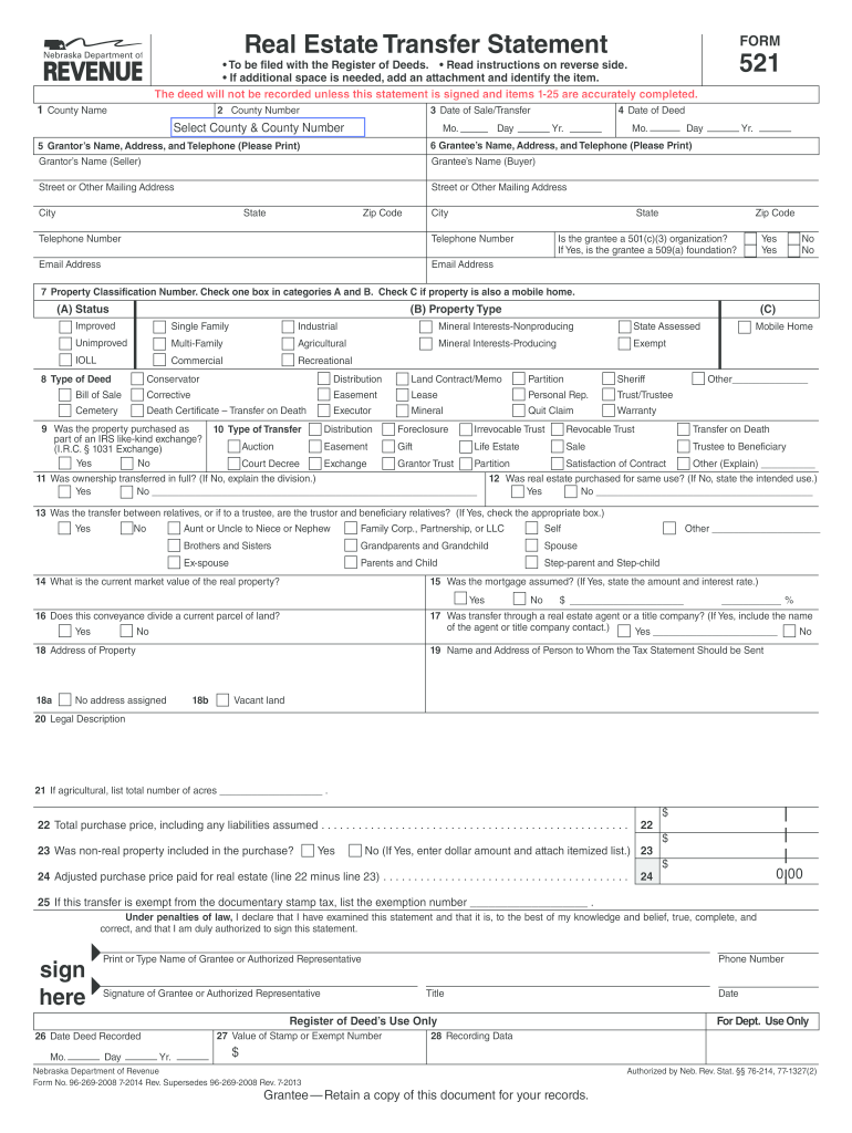  Nebraska Form 521 2013-2024