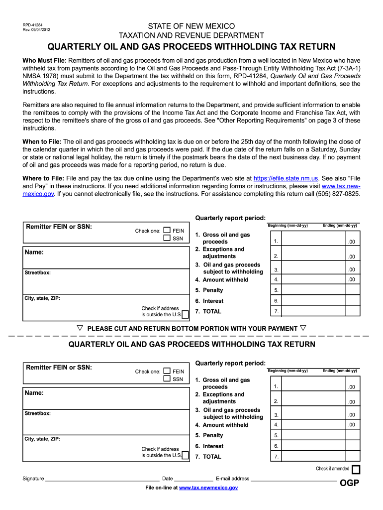  Rpd 41284  Form 2012