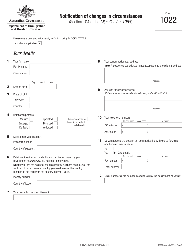  1022 Form 2014-2024