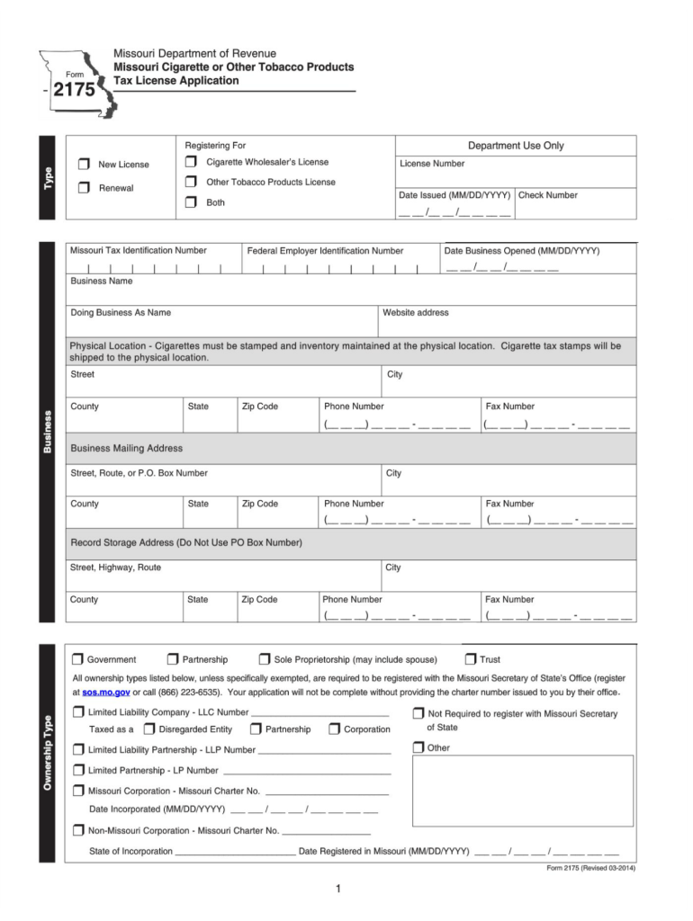  Missouri Form 2175 2014-2024