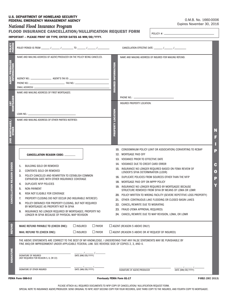  Fema Cancellation  Form 2013