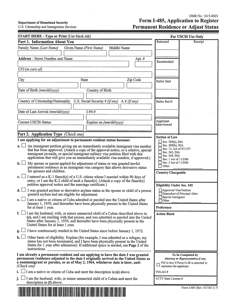  Form I485 2011