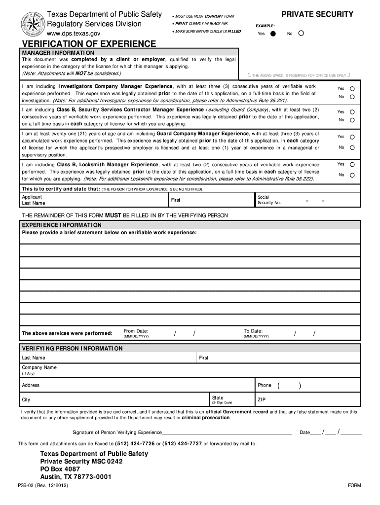  Texas Form Verification 2012-2024