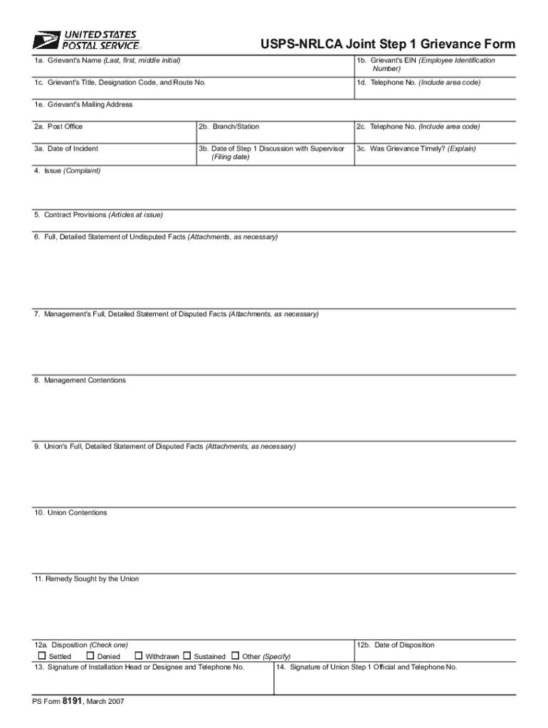  Usps Form 8191 2007-2024