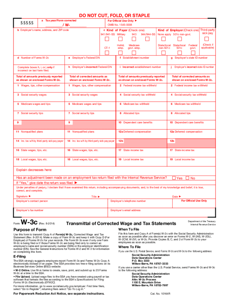 Get and Sign Form W 3c Rev November IRS Gov 2014-2022