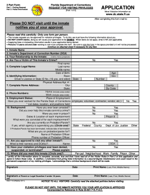 inmate visit request form