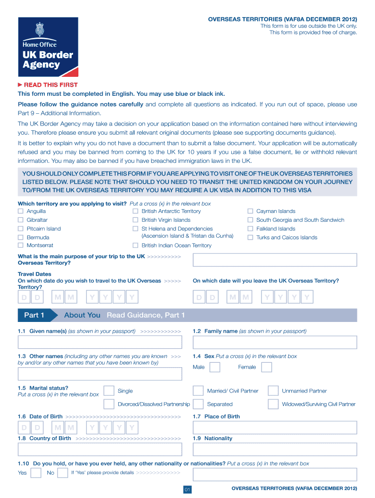  Form Application Visa Overseas Territories 2012-2024