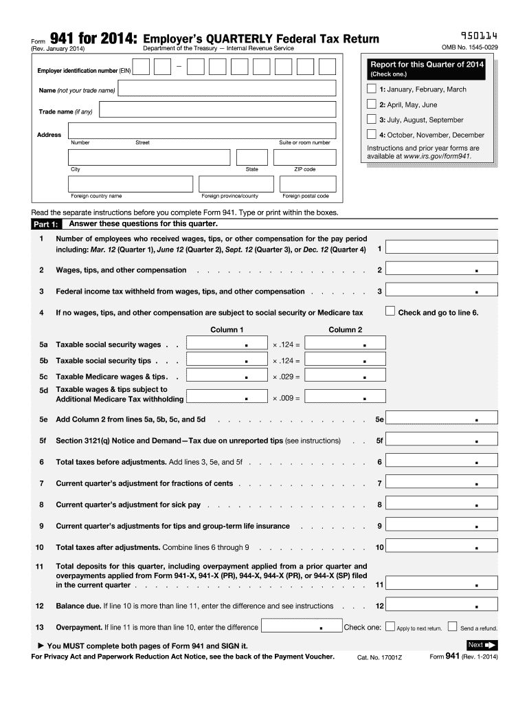  941 Form 2014