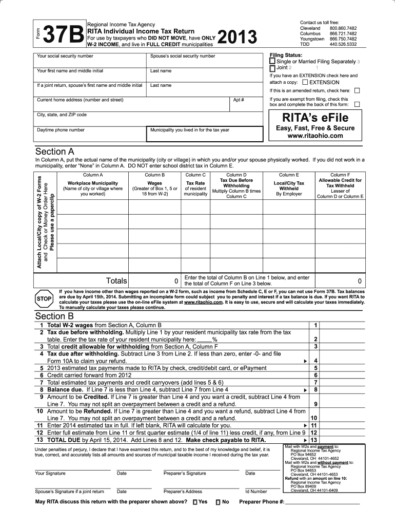 Get and Sign Ohio Regional Income Tax Agency Form 37 2007-2022