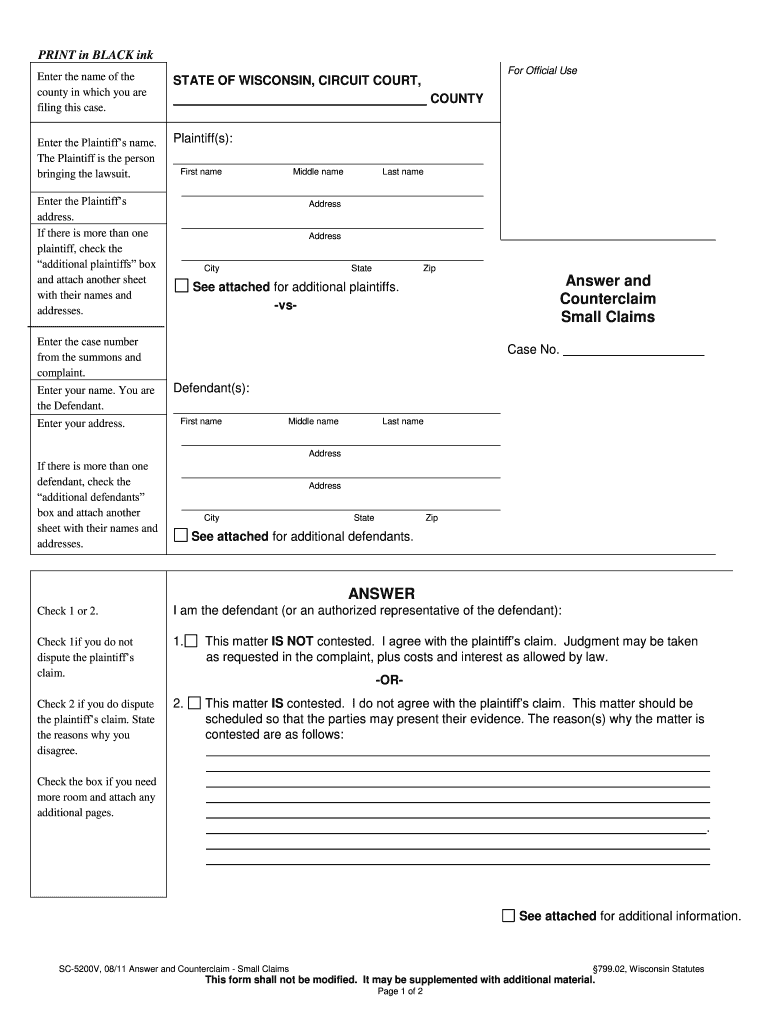 Sc 5200v Wisconsin  Form