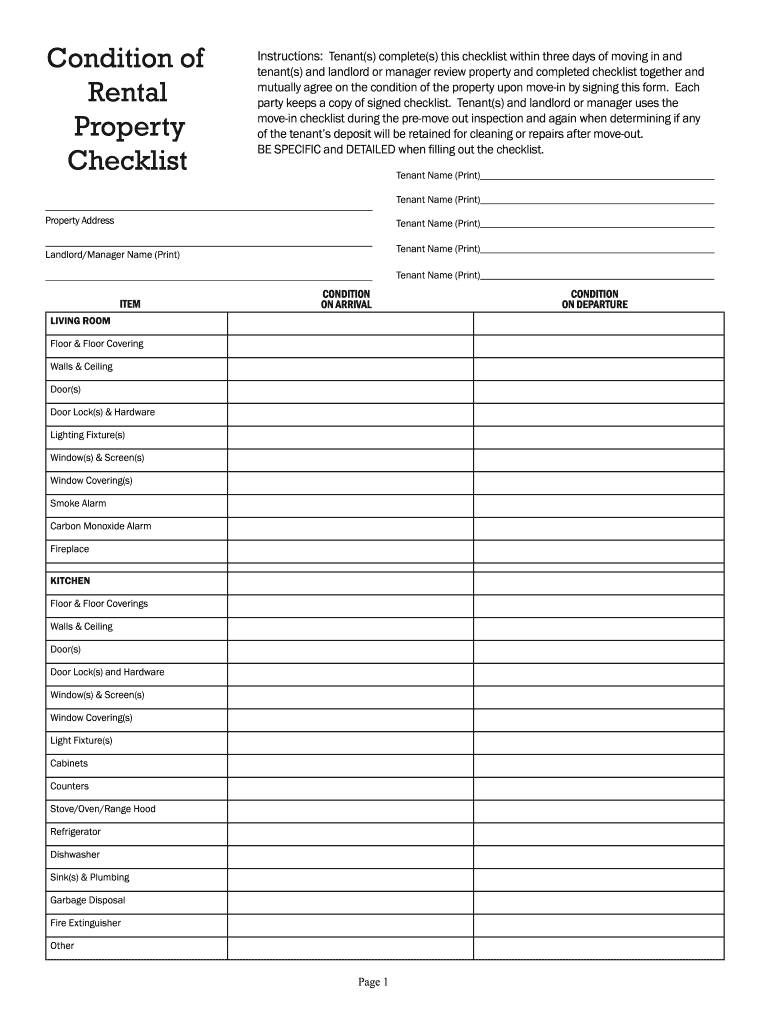  Rental Checklist 2014-2024