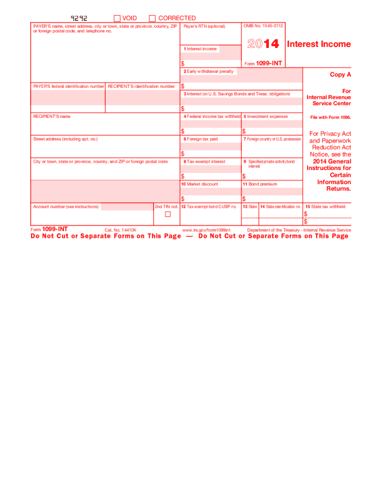  1099 Int Form 2014