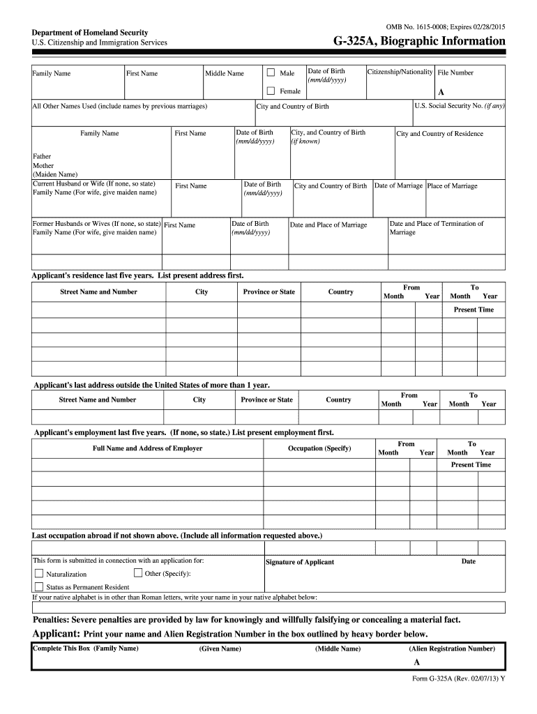 Homeland Security Service G 325a Biographic Information 2021