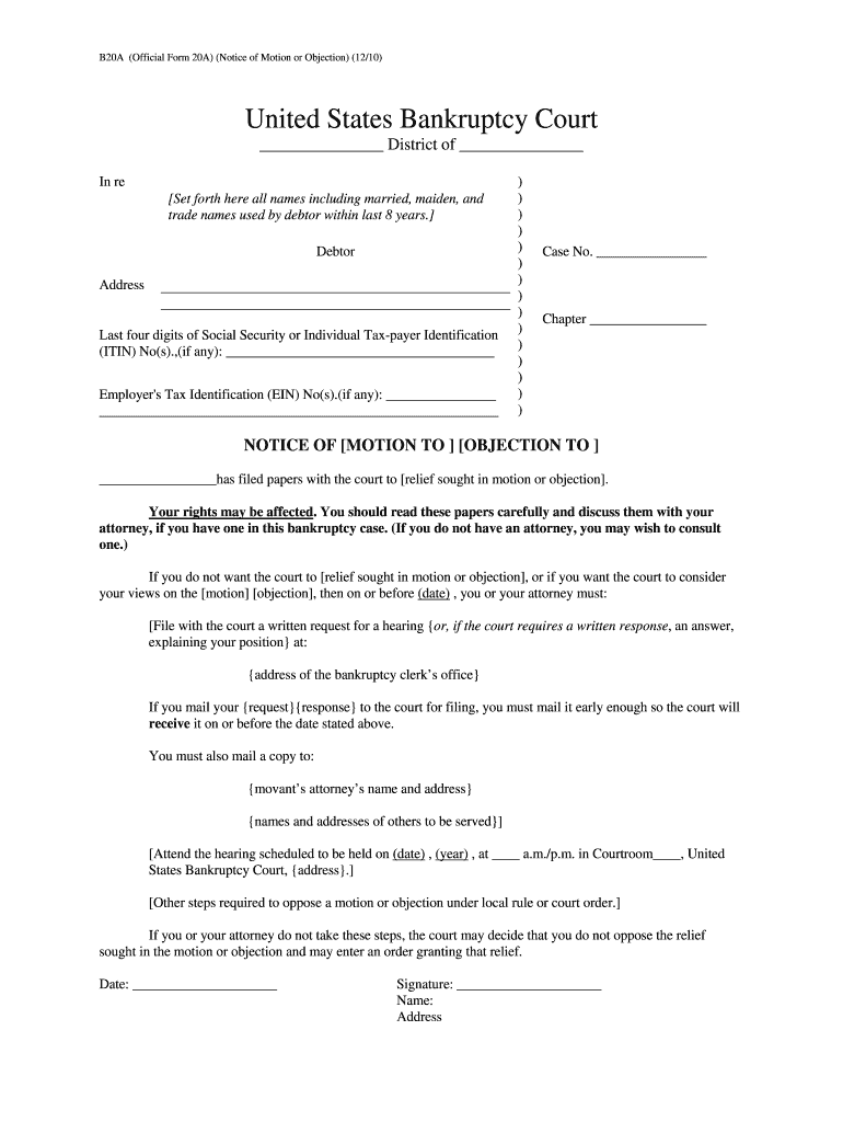  Bankruptcy Court Motion 2010-2024