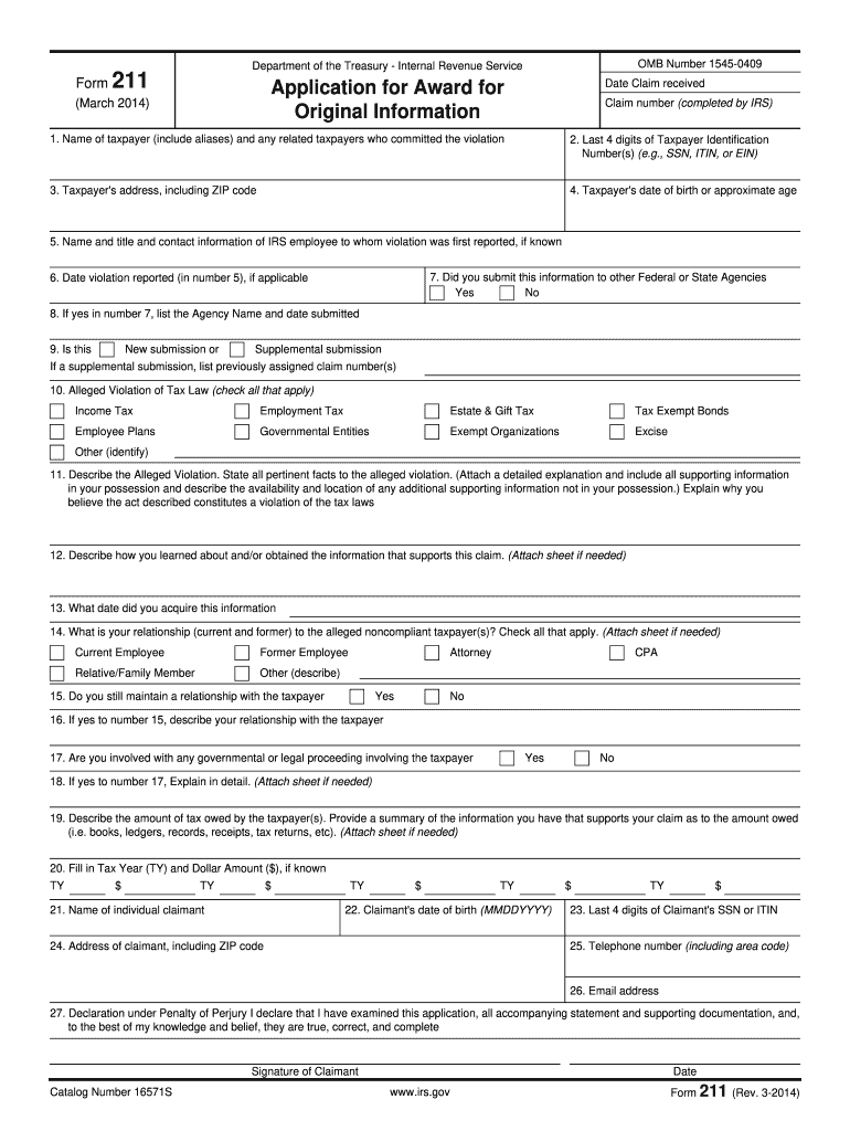  Irs Form 211 2014