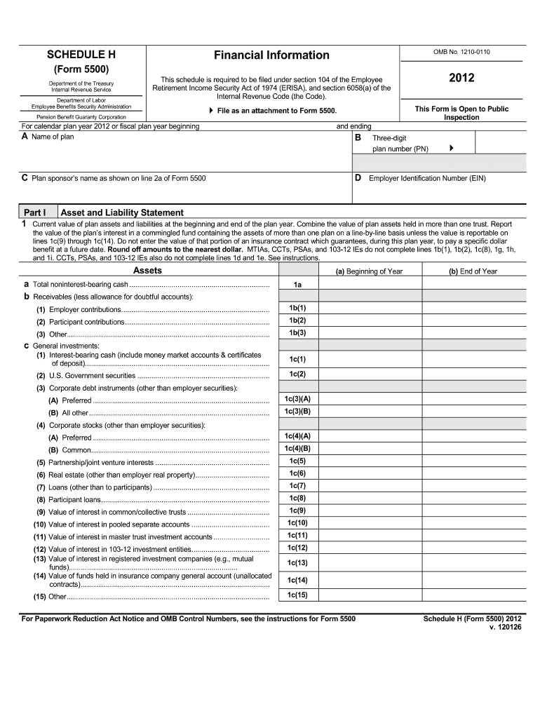 Schedule H (5500 form)