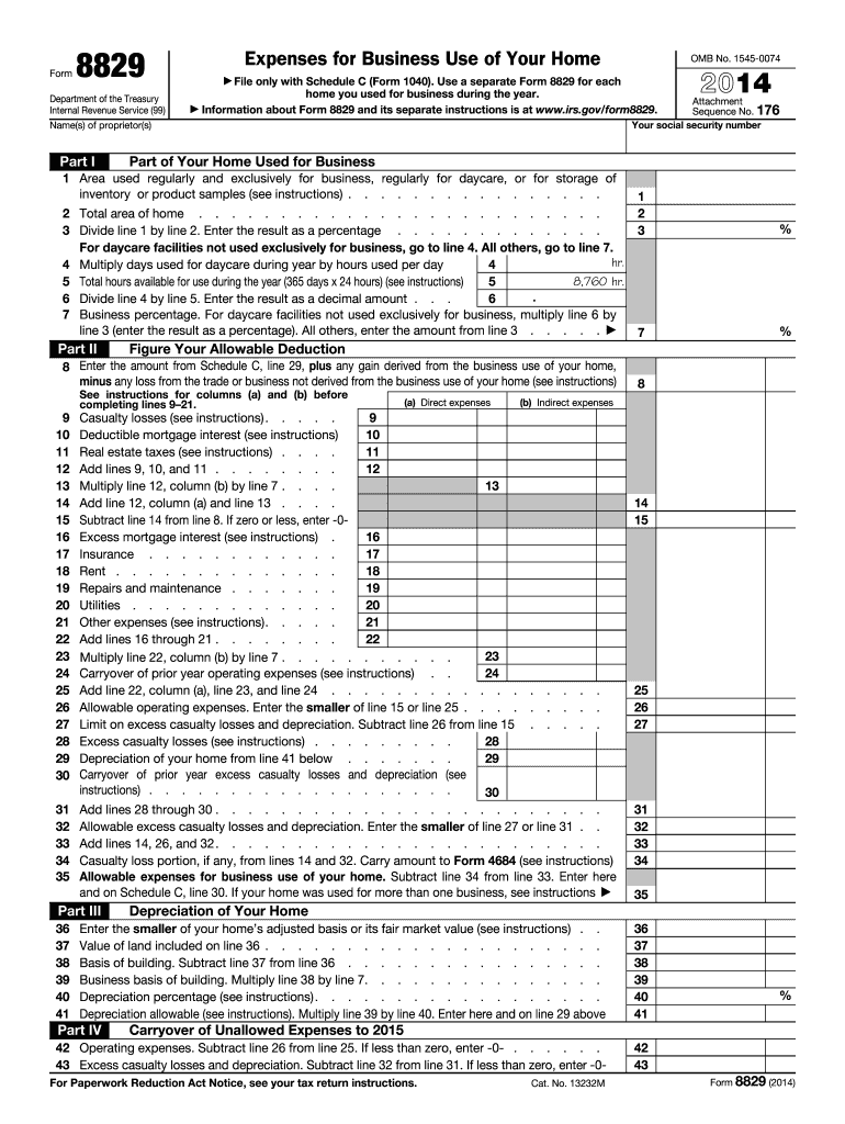  8829 Form 2014