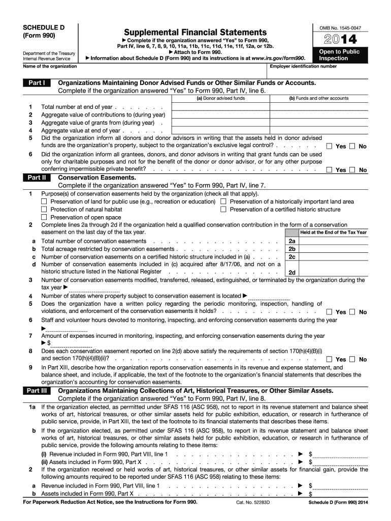  Irs Form 990 Schedule D for 2014