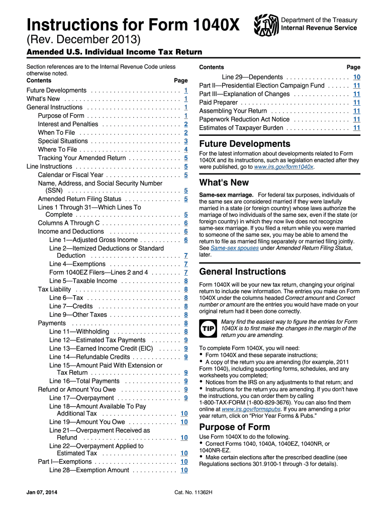  1040x Instructions Form 2013