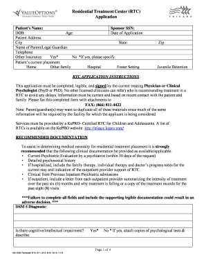  Tricare Residential Treatment Center Application 2013-2024