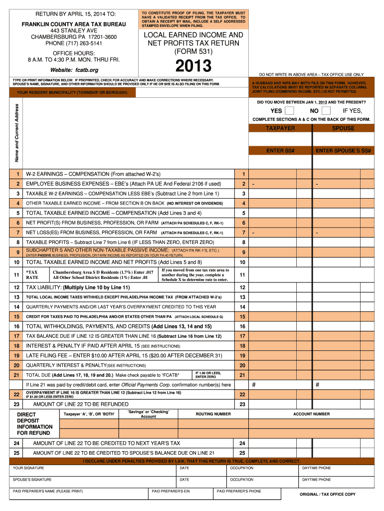  Form 531 Chambersburg 2019