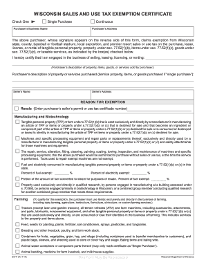 WI Sales Tax Exemption Form - Fill Out and Sign Printable PDF Template |  signNow