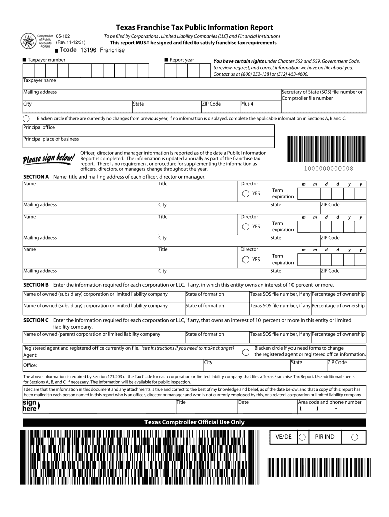 Get and Sign Texas Franchise Tax Report Form 2018