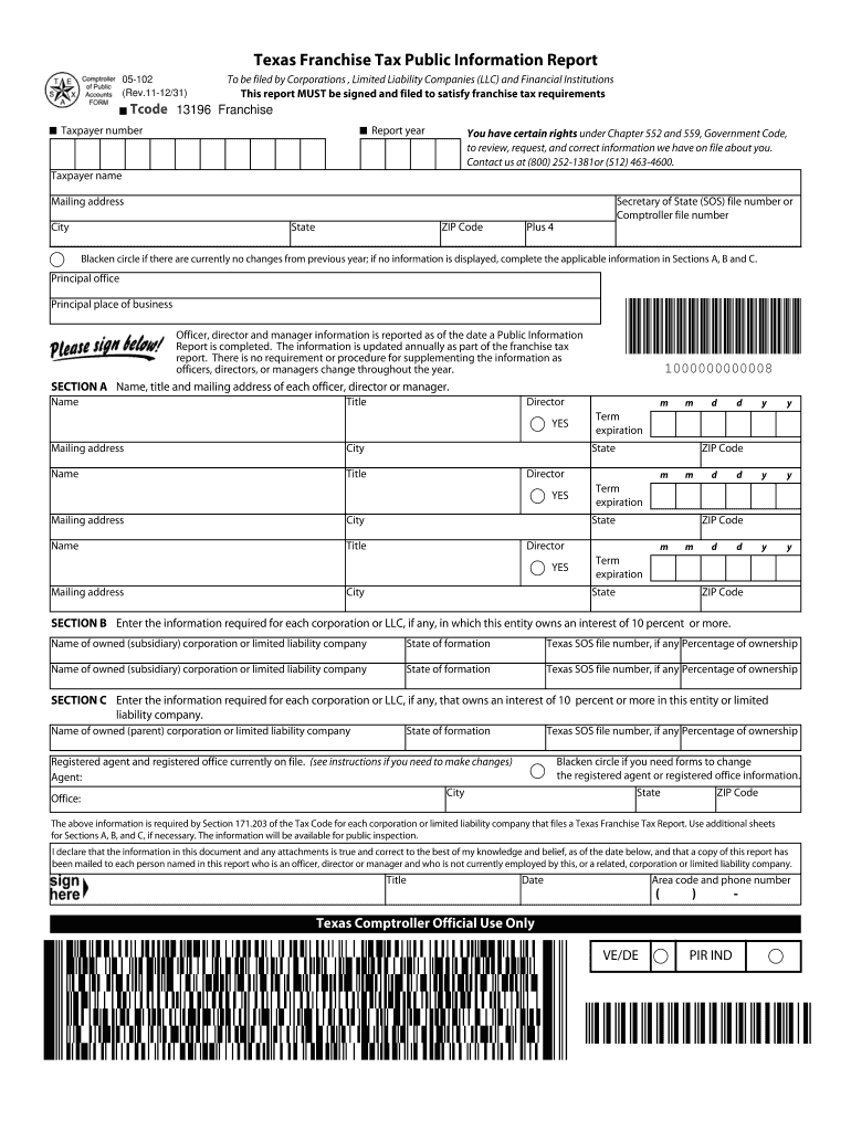  Texas Franchise Tax Report Form 2018