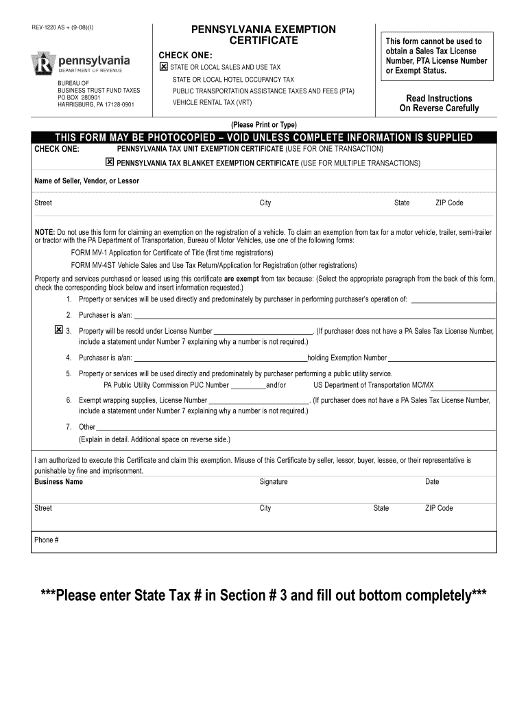  Pa Rev 1220 Form 2020