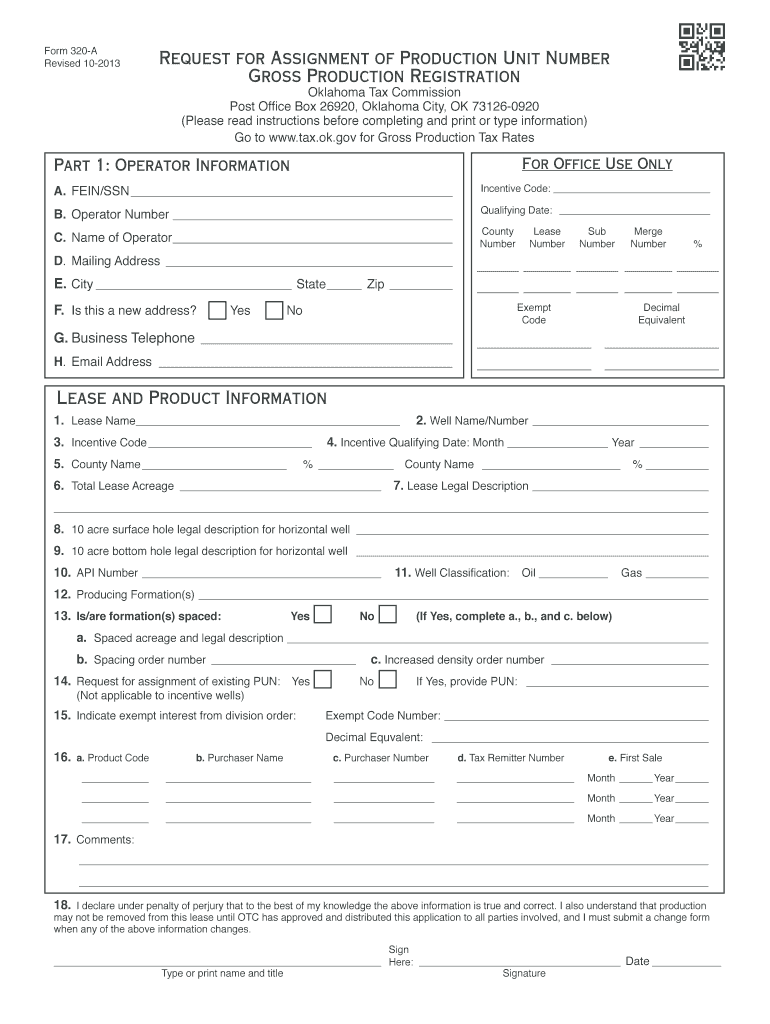  State of Oklahoma 320a  Form 2013