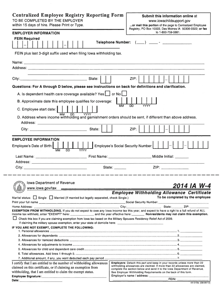  Federal and State Form W 4 Compliance  EY 2014