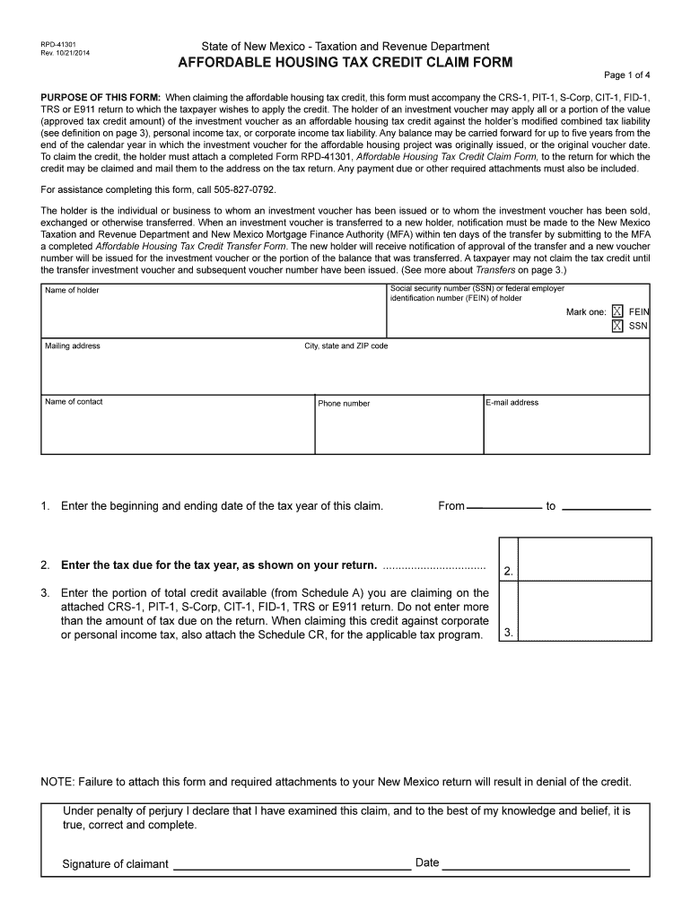  Nm Affordable Housing Credit Claim Form Help 2014