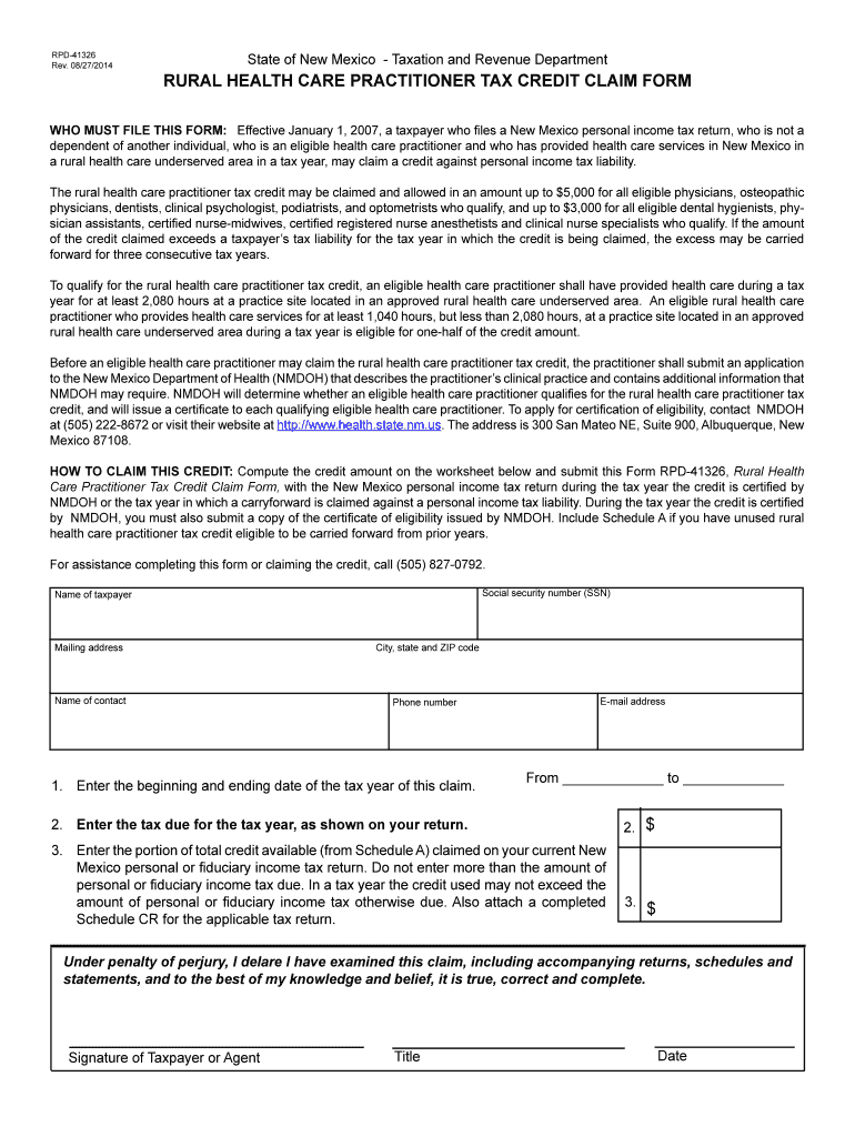  Form NM TRD RPD 41326 Fill Online, Printable, Fillable 2015