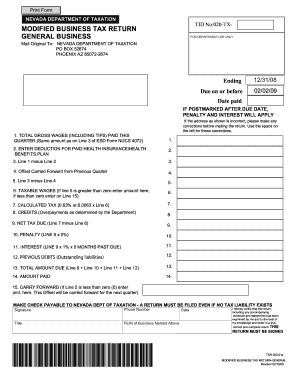 Nevada modified tax return 2009 form - Fill Out and Sign Printable PDF Template | SignNow