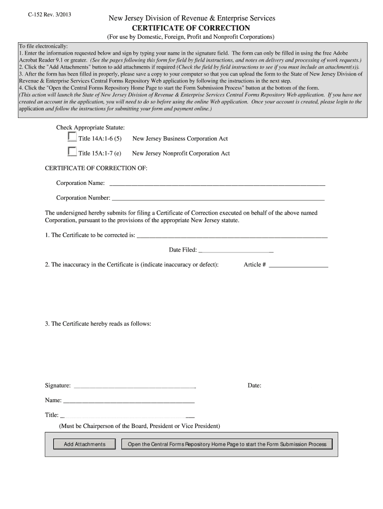  Nj Correction Form 2013-2024