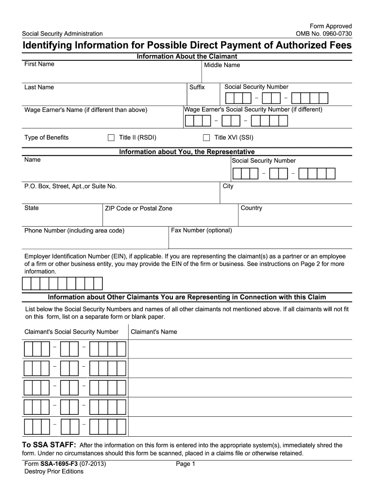 Get and Sign Ssa 1695 2013-2022 Form