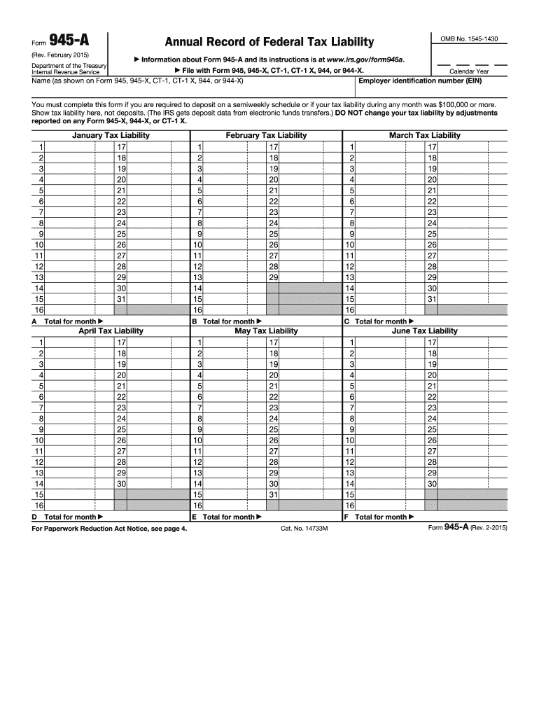  Form 945a 2014