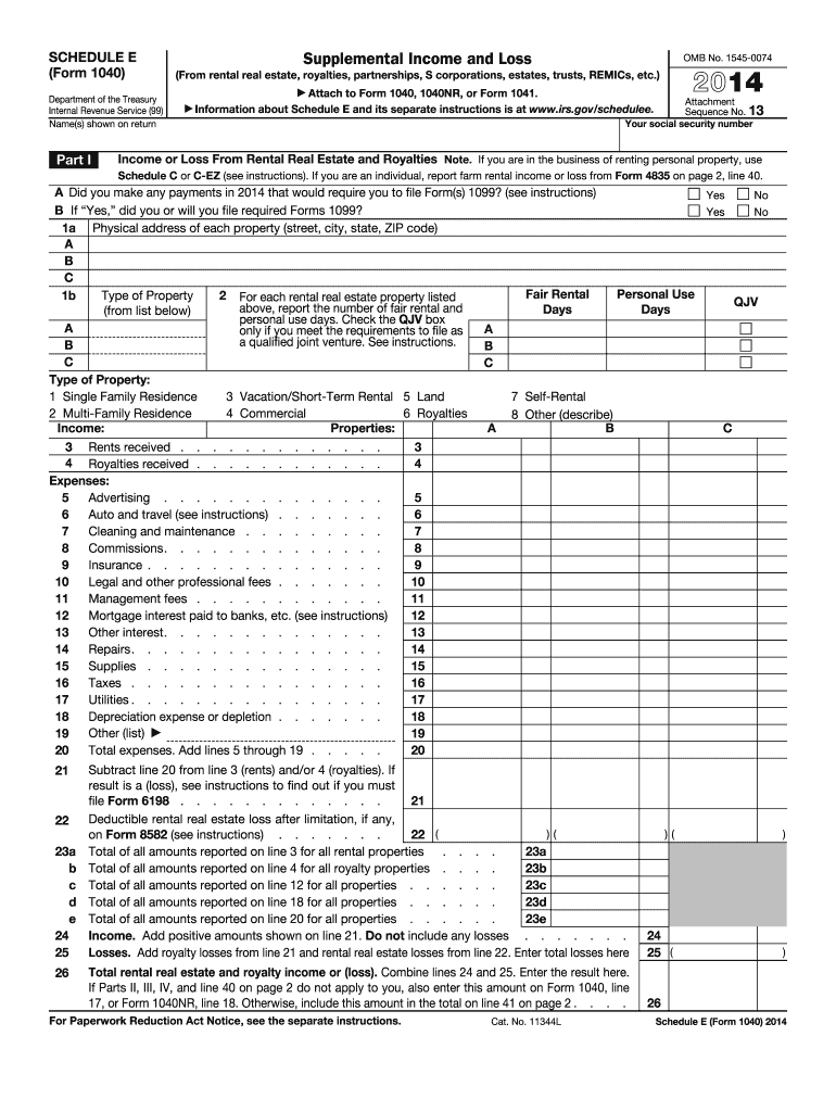  E 1040 Form 2014