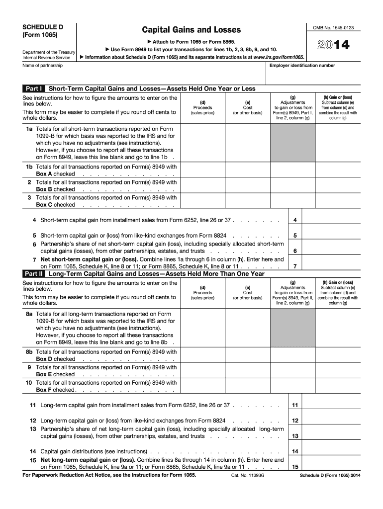 About Schedule D Form 1065Internal Revenue Service IRS Gov 2014