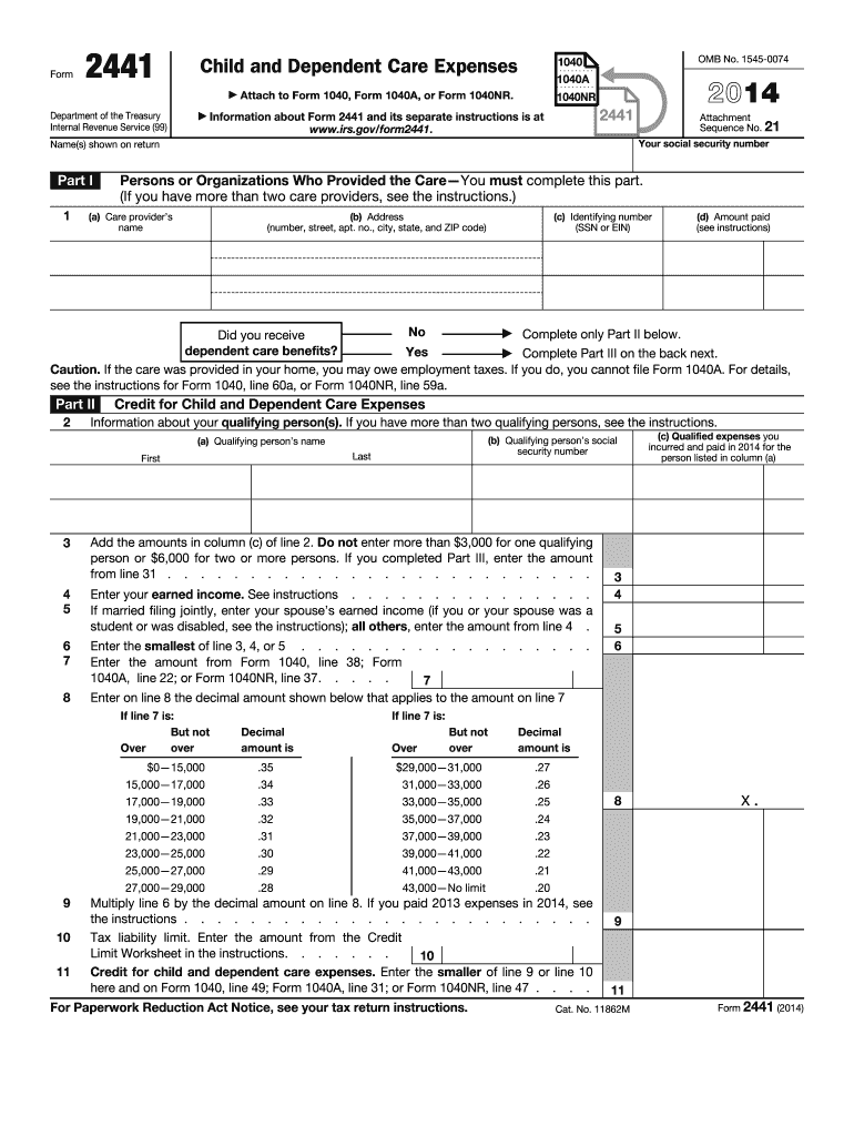  2441 Form 2014