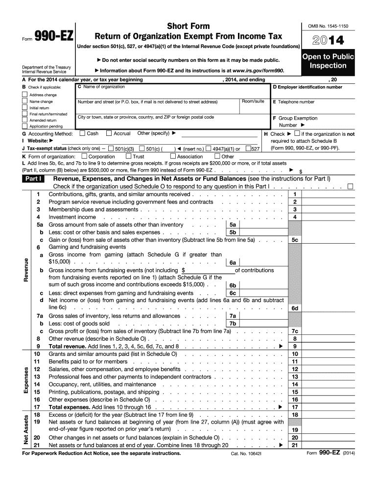  990 Ez Form 2014