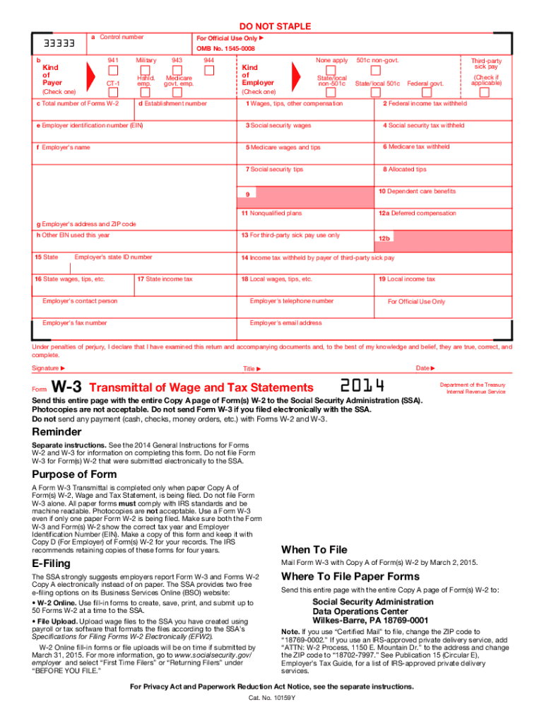  W Irs Form 2014