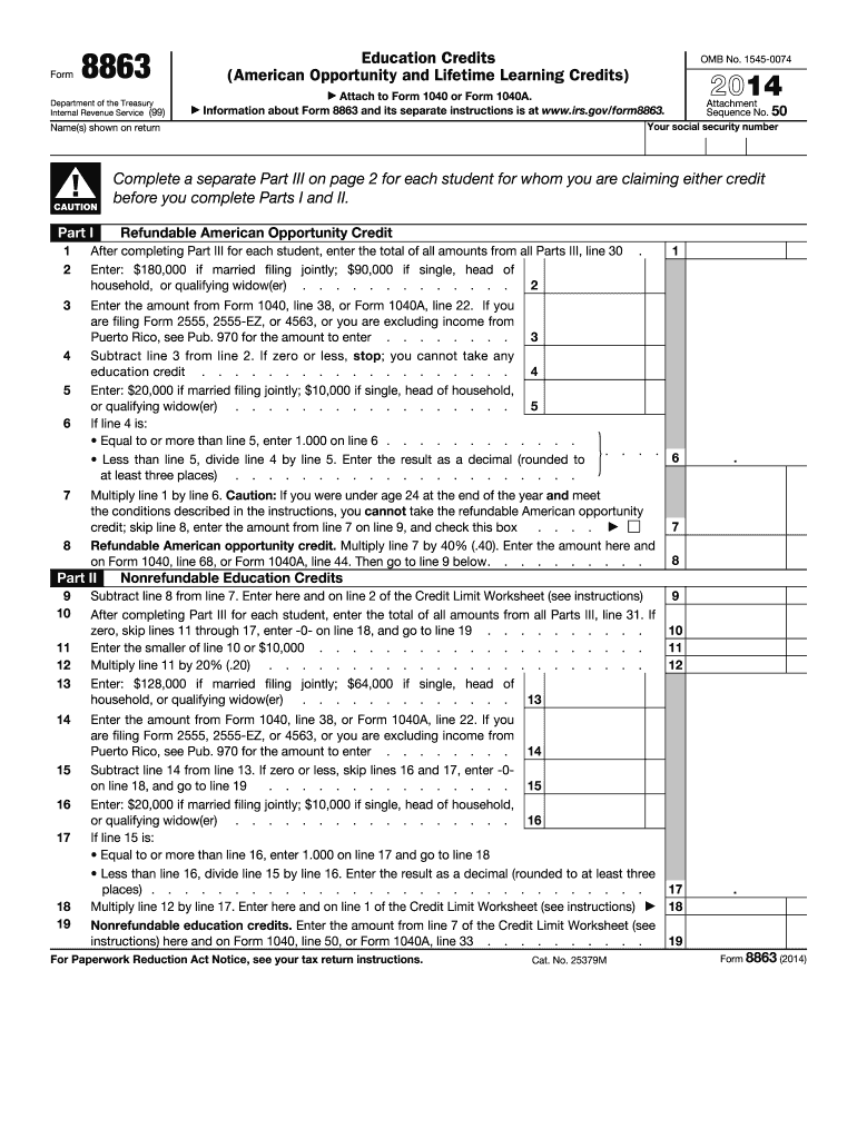  Form 8863 2014