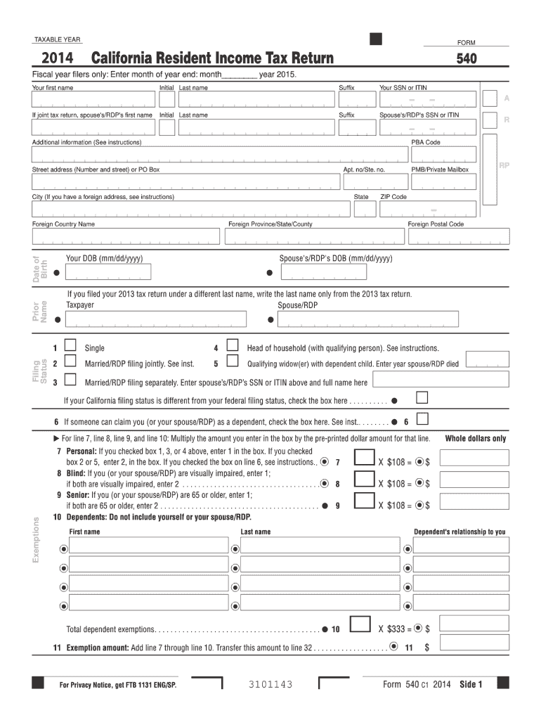  540 Form 2019