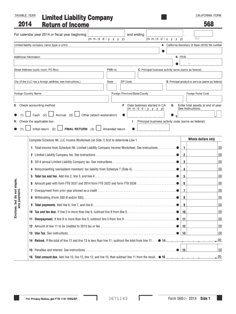  Form 568 2019