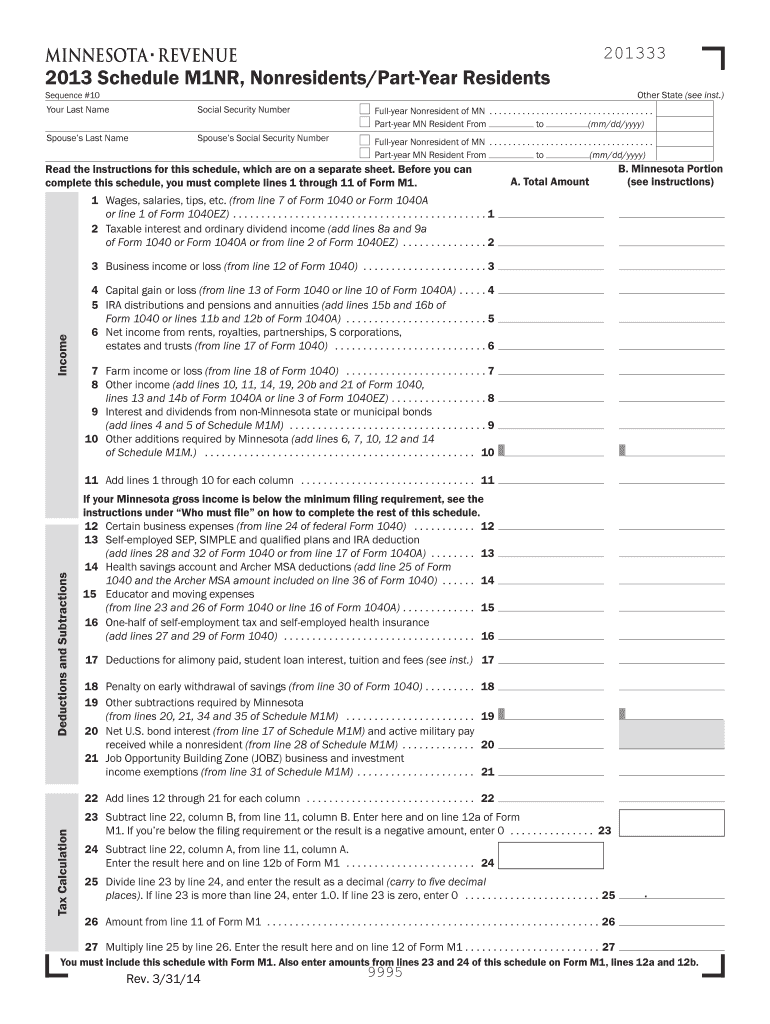  Minnesota M1nr Form 2020