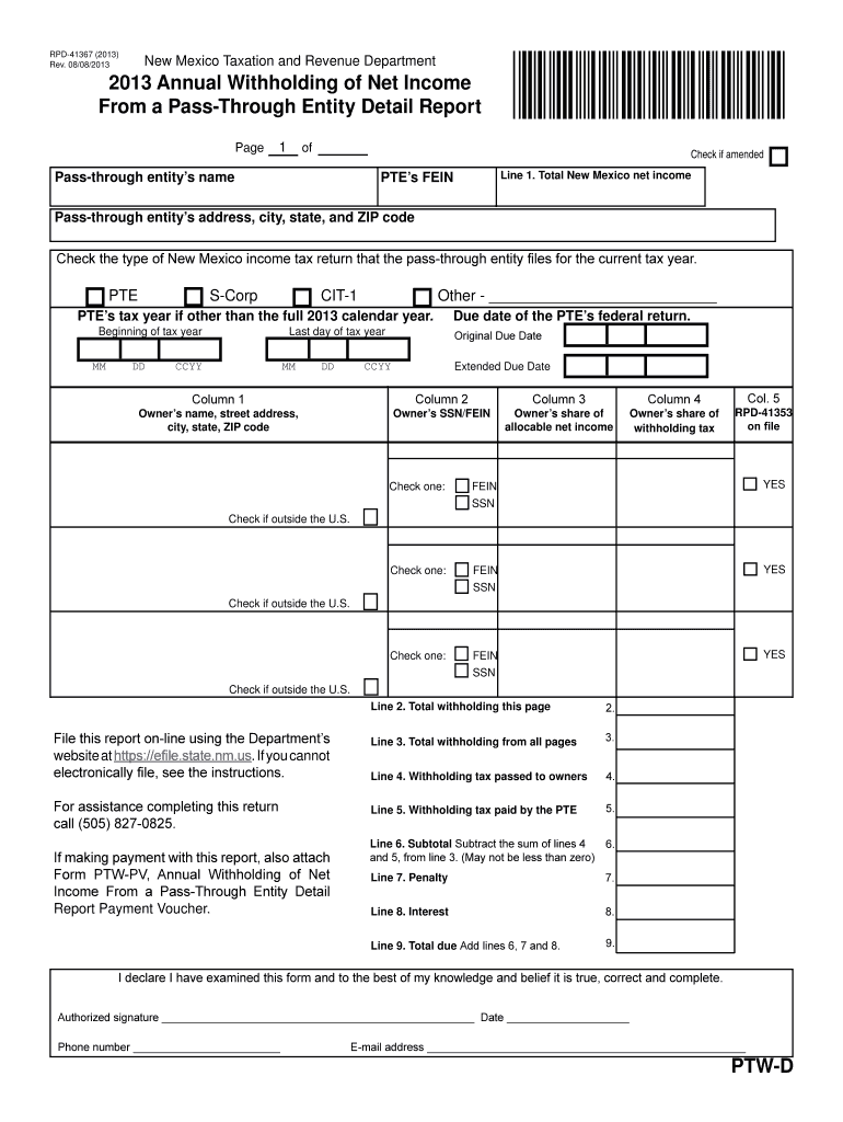  New Mexico Rpd 41367 Form 2019