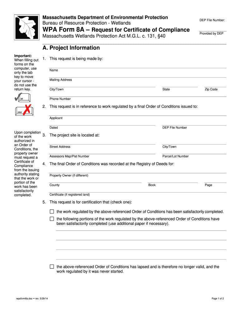  Wpa Form 8a 2014-2024