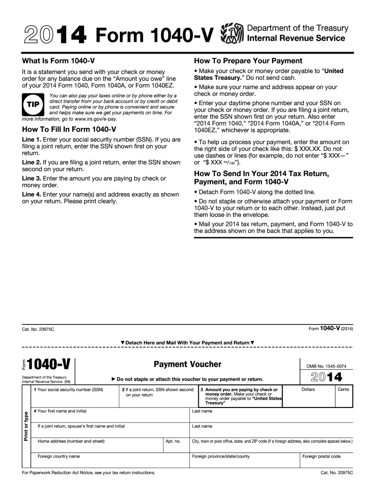  Irs Form 1040 V 2014