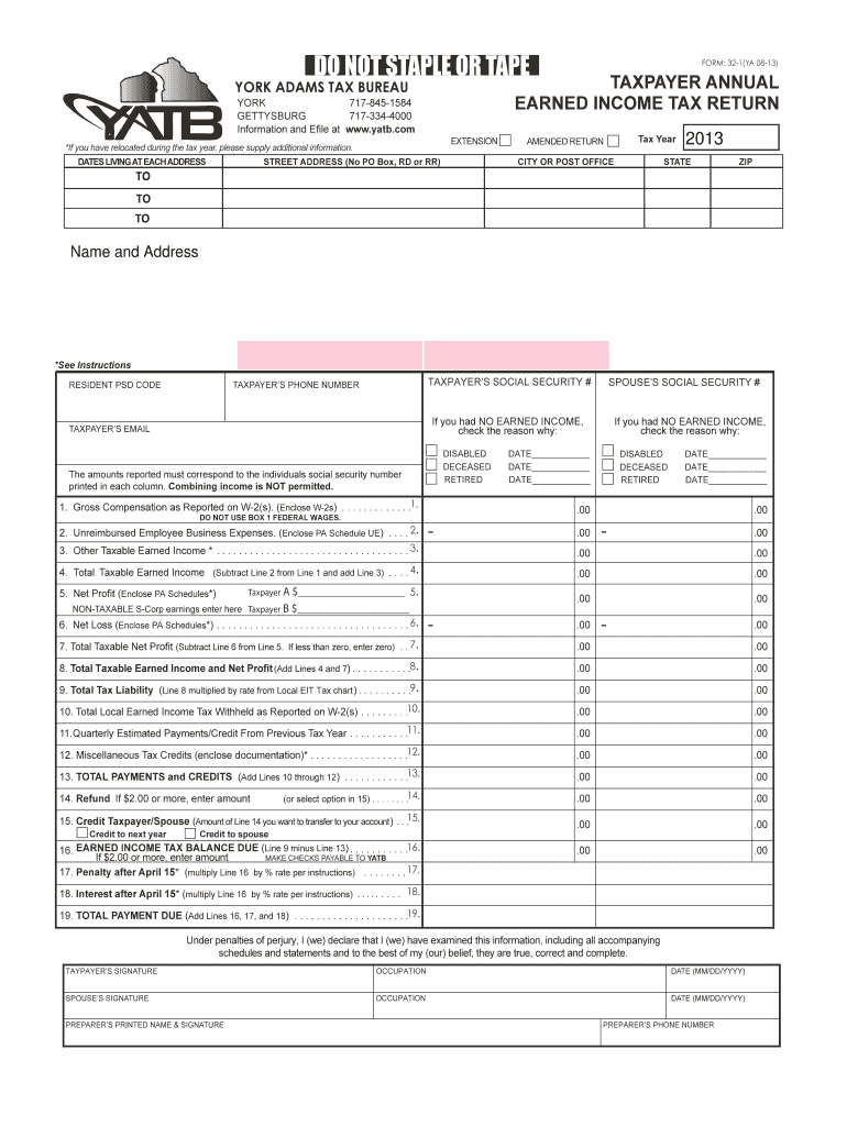  Yatb Local Tax Form 2013-2024